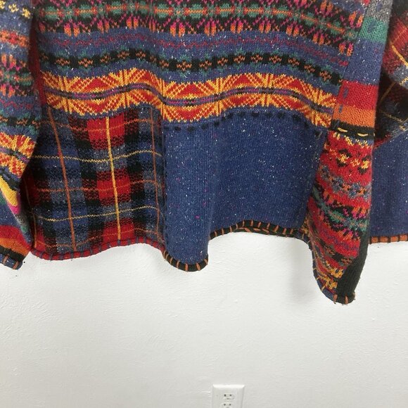 VTG Northern Isles Colorful Mixed Media Patchwork Striped Sweater 3X Cottagecore - Picture 4 of 11